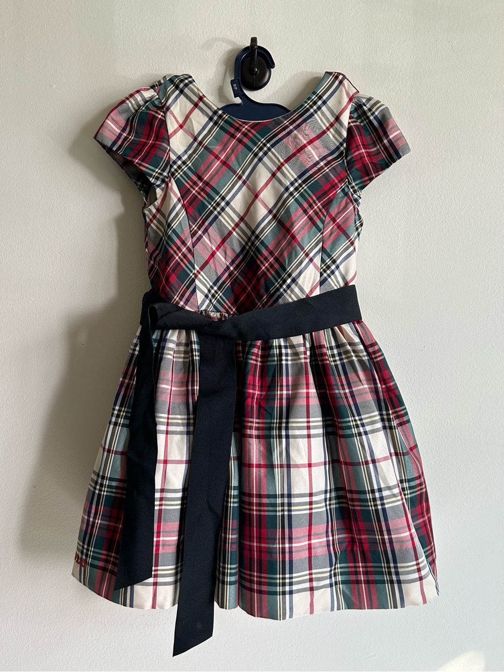 Polo by Ralph Lauren Red Green Plaid Dress with Black Sash
